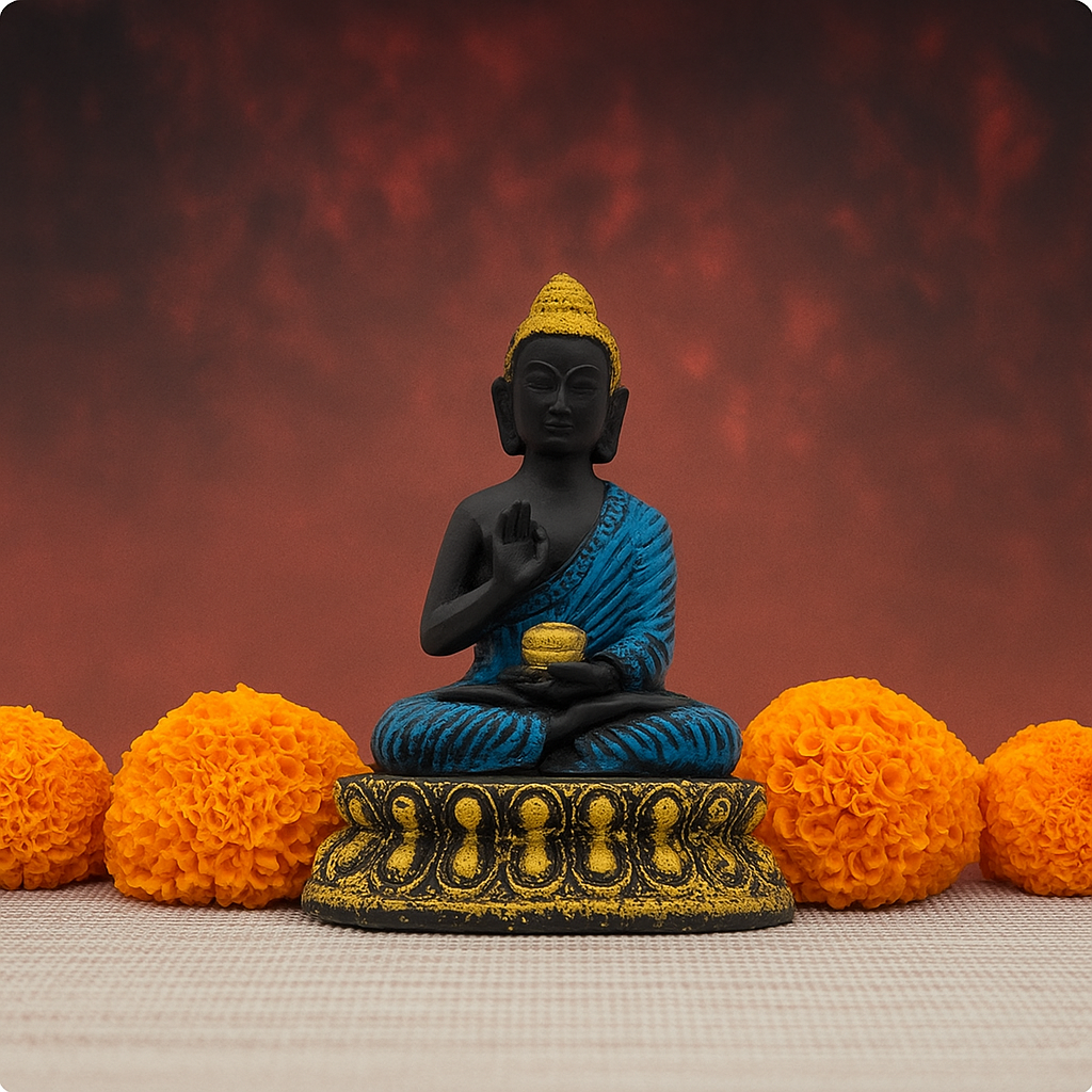 Blue Meditating Buddha Murti