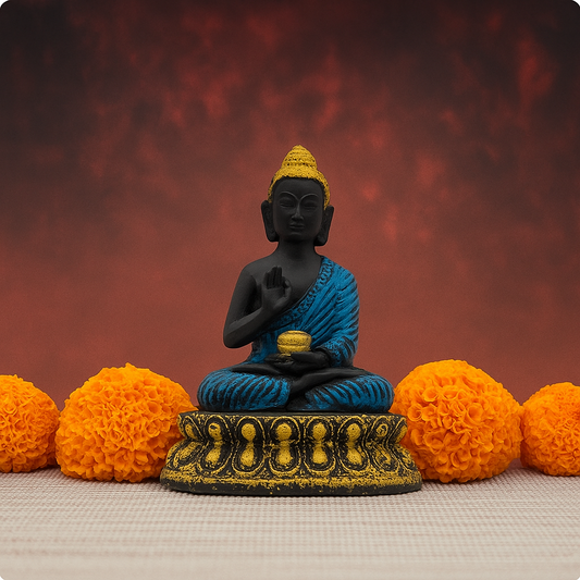 Blue Meditating Buddha Murti