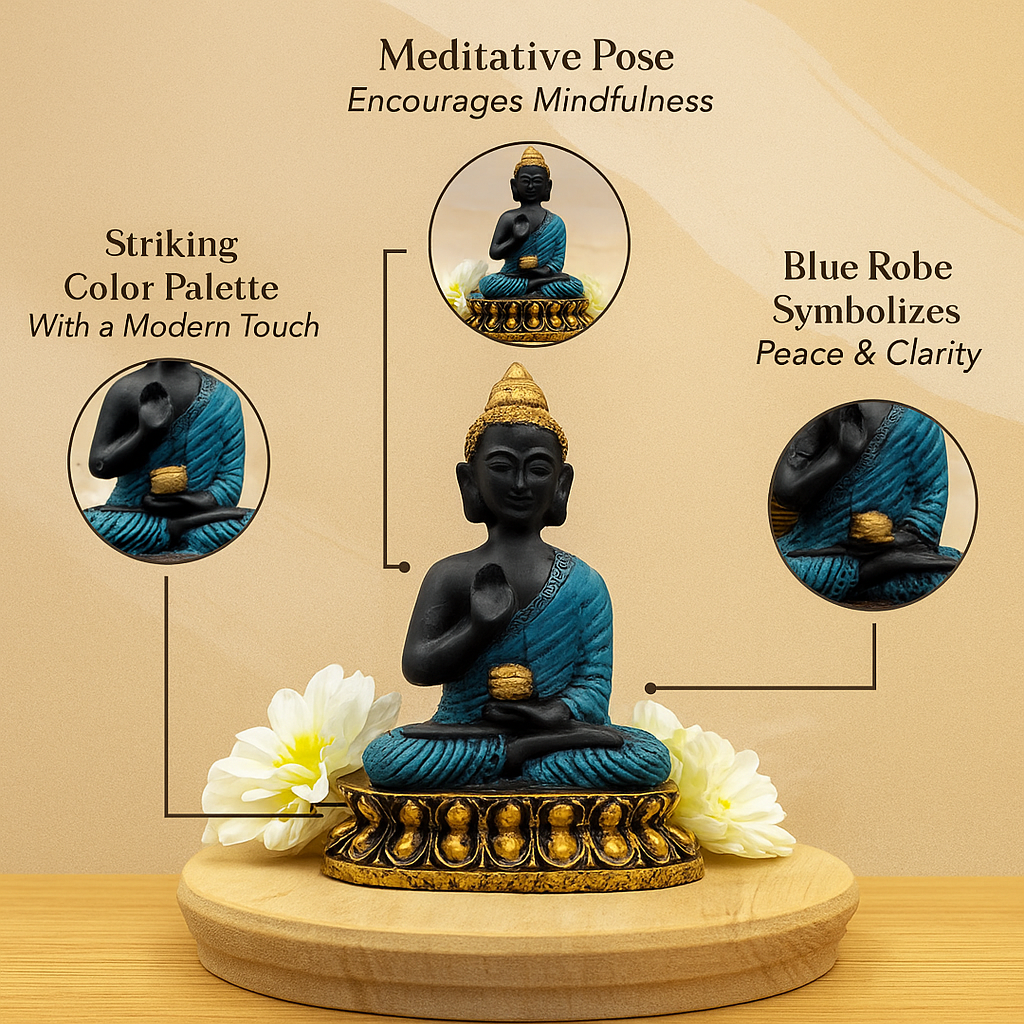 Blue Meditating Buddha Murti