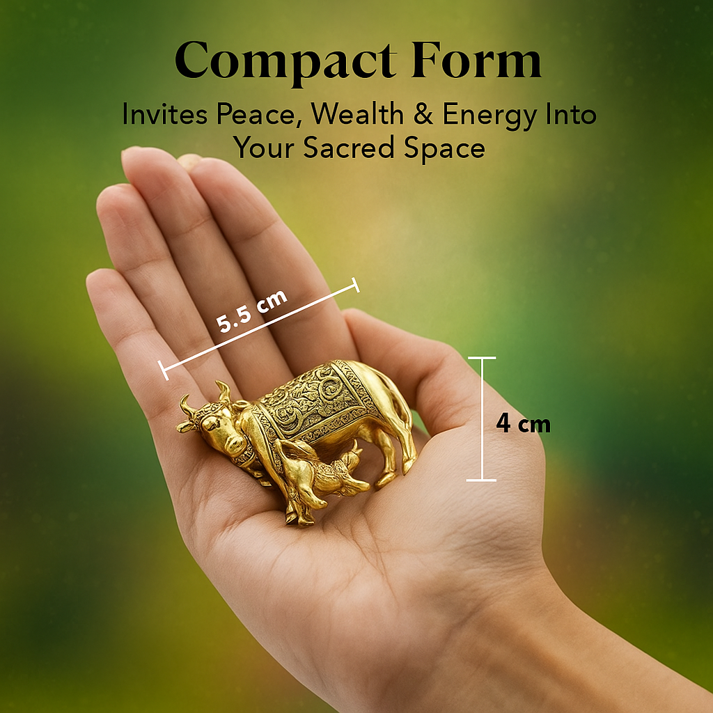 Brass Kamdhenu Cow with Calf Murti