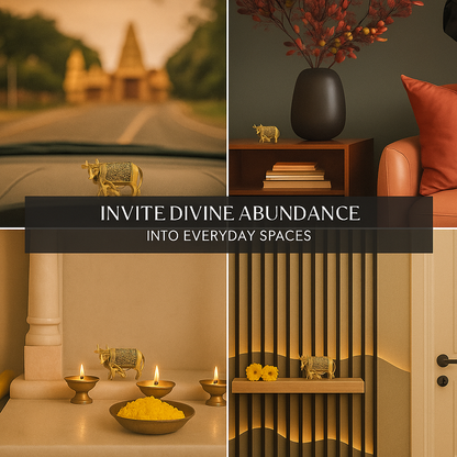 Brass Kamdhenu Cow with Calf Murti