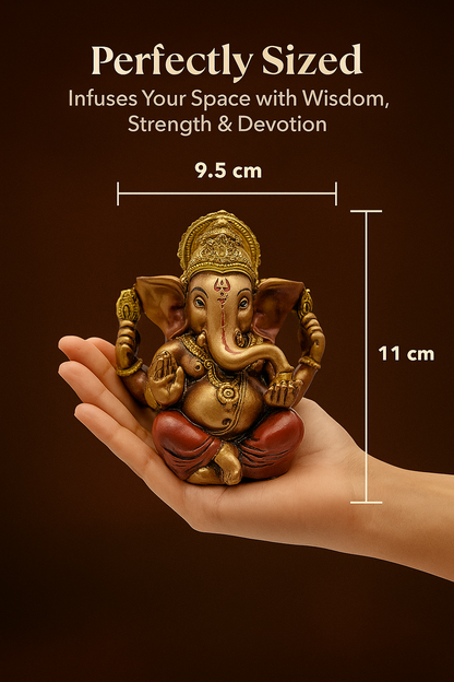 Red & Golden Ganesh Ji Murti – Riddhi Siddhi Roop