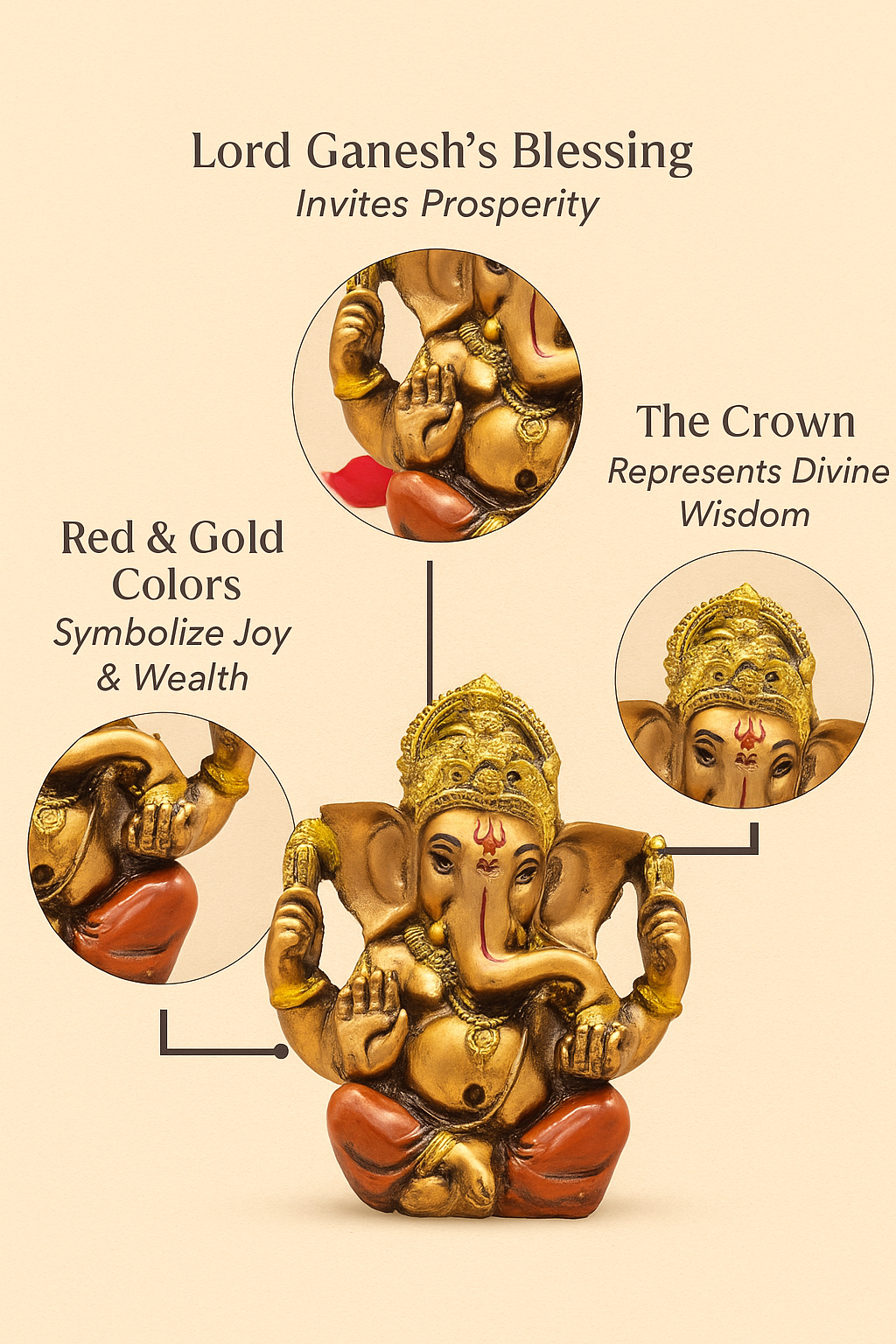 Red & Golden Ganesh Ji Murti – Riddhi Siddhi Roop