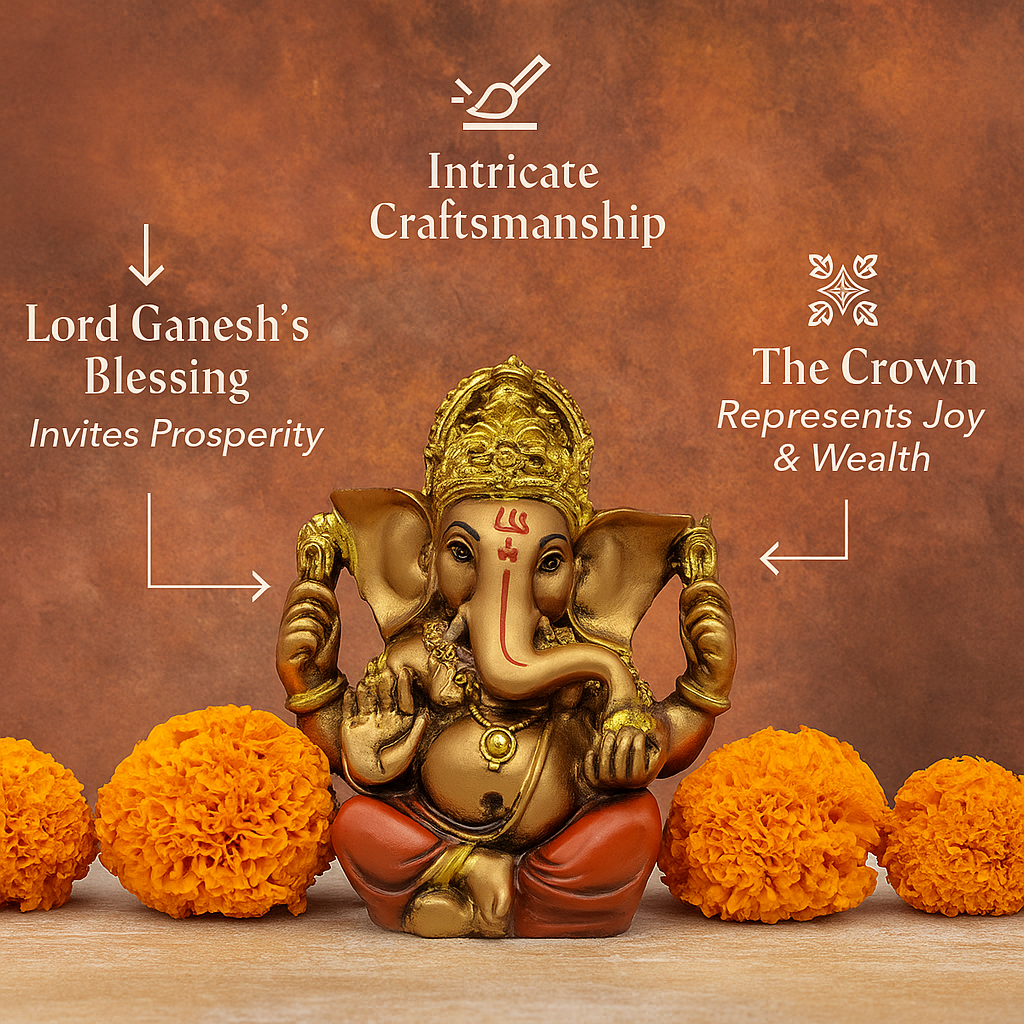 Red & Golden Ganesh Ji Murti – Riddhi Siddhi Roop