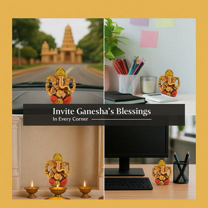 Red & Golden Ganesh Ji Murti – Riddhi Siddhi Roop